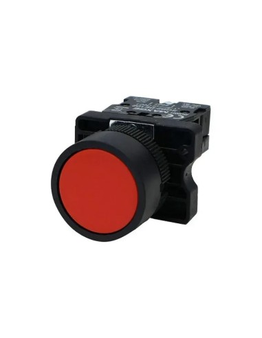 Pulsador rojo rasante con retorno 1 NC IP20 Ø22mm - 1