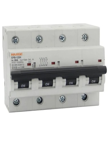 Interruptor magnetotérmico industrial 4P 80A 10kA - Maxge - 1