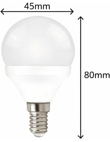 Bombilla LED E14 Esférica 10W 950lm G45 Luz Cálida 2700K Matel