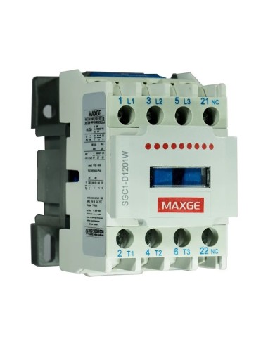 Contactor eléctrico 3P (NO)+1NO 11KW 25A 24 - 415V AC - Maxge - 1