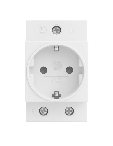 Base Enchufe Schuko 2P+T 16A Carril DIN Modular Blanco