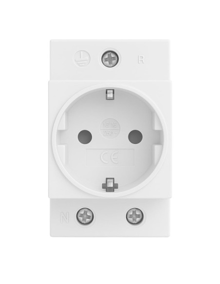 Base Enchufe Schuko 2P+T 16A Carril DIN Modular Blanco