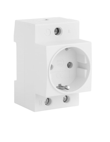 Base Enchufe Schuko 2P+T 16A Carril DIN Modular Blanco