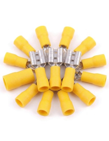 Terminal Faston Hembra Preaislado 9,5mm Amarillo 100 Uds 0,5-1,5mm²