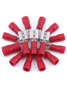 Terminal Faston Hembra Preaislado 6,3mm Rojo 100 Uds 0,5-1,5mm²