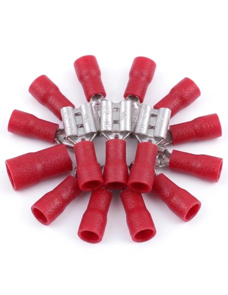 Terminal Faston Hembra Preaislado 4,8mm Rojo 100 Uds 0,5-1,5mm²