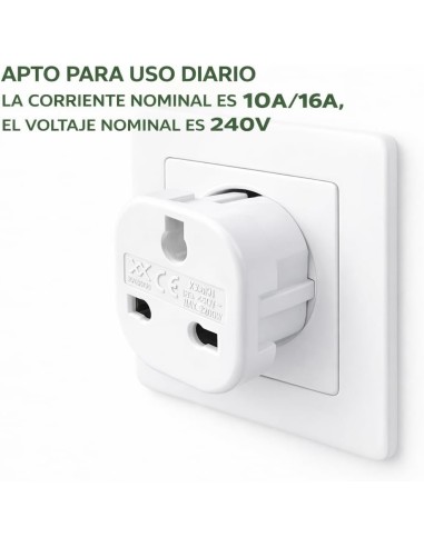 Adaptador Enchufe UK a Europeo Tipo G 16A 220-240V Blanco