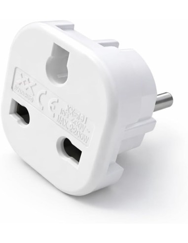 Adaptador Enchufe UK a Europeo Tipo G 16A 220-240V Blanco