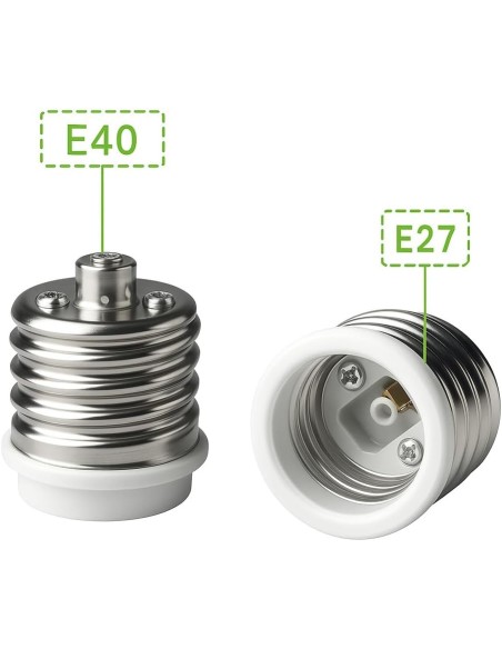 Adaptador Casquillo Bombilla con Rosca E40 Afuera y Casquillo E27