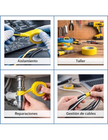 Cinta Aislante PVC Amarilla 19mm x20m Eléctrica