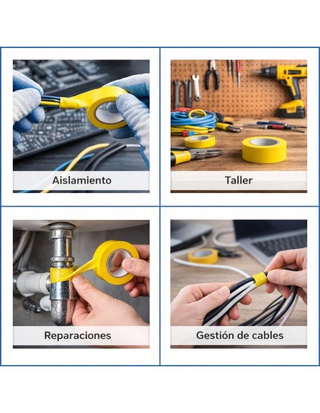 Cinta Aislante PVC Amarilla 19mm x20 Metros Instalación Eléctrica