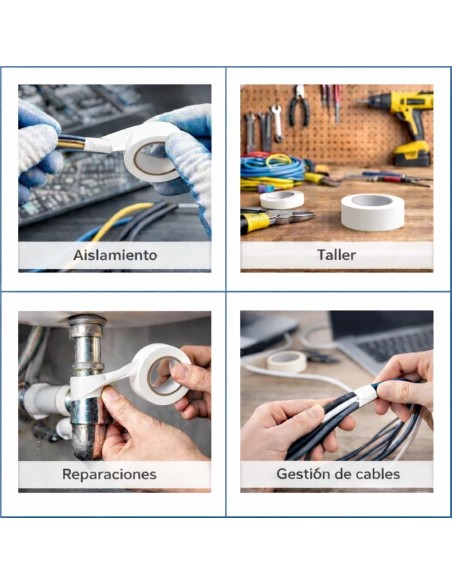 Cinta Aislante PVC Blanca 19mm x20m Instalaciones Eléctricas