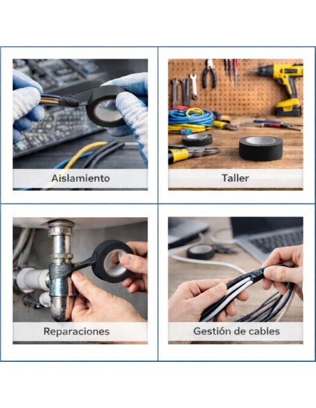 Cinta Aislante PVC Negra 19mm x20 Metros Instalaciones Eléctricas