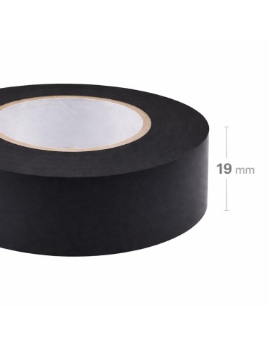Cinta Aislante PVC Negra 19mm x20 Metros Instalaciones Eléctricas