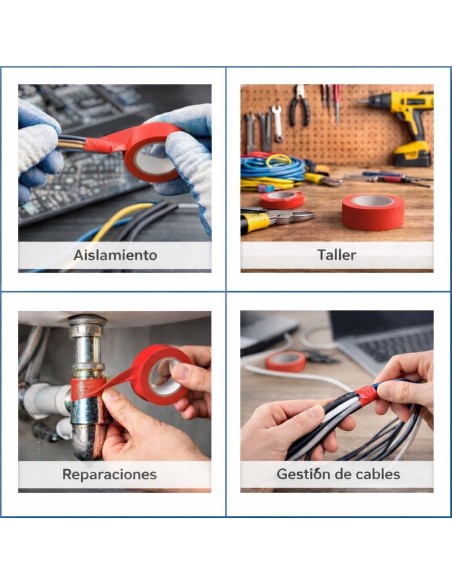 Cinta Aislante PVC Roja 19mm x20m Instalaciones Eléctricas