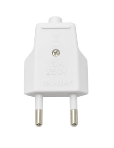 Clavija Bipolar Macho 10A 250V IP20 Latón Niquelado Blanco 2