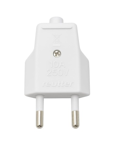 Clavija Bipolar Macho 10A 250V IP20 Latón Niquelado Blanco