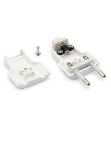 Clavija Bipolar Macho 10A 250V IP20 Latón Niquelado Blanco