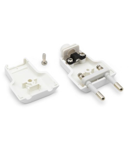 Clavija Bipolar Macho 10A 250V IP20 Latón Niquelado Blanco