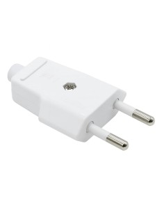 Clavija Bipolar Macho 10A 250V IP20 Latón Niquelado Blanco