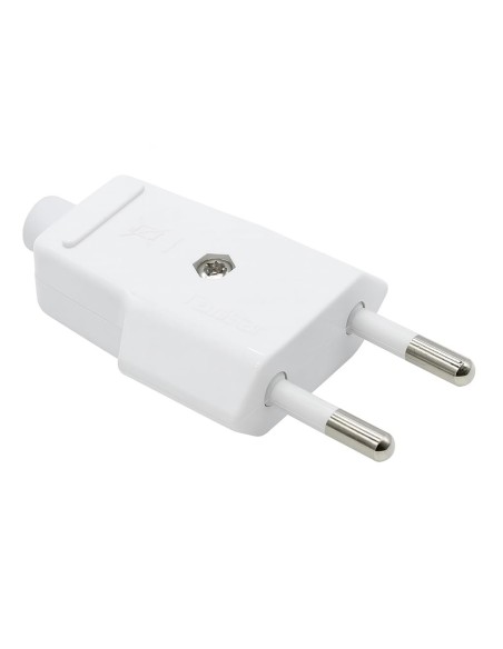 Clavija Bipolar Macho 10A 250V IP20 Latón Niquelado Blanco