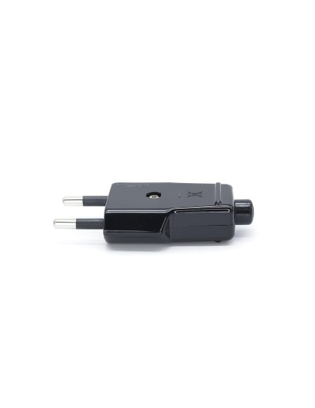 Clavija Bipolar Macho 10A 250V IP20 Latón Niquelado Negro FAMATEL