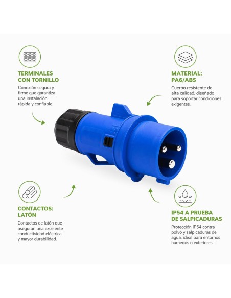 Clavija Cetac Industrial 2P+T 32A 220V IP54 Monofásico FAMATEL