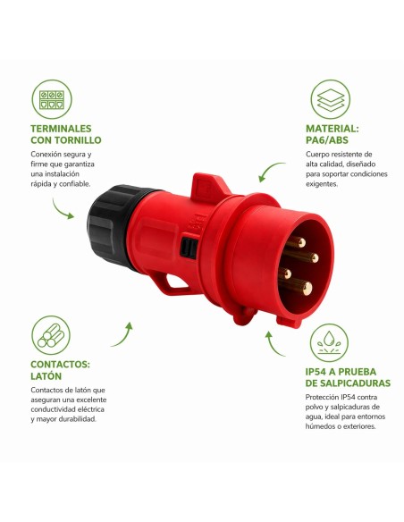 Clavija Cetac Industrial 3P+T 16A 380V IP54 Trifásico