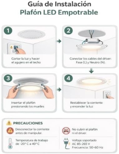 Downlight LED Empotrable Redondo 12W Luz Fría Ø171mm 1380lm