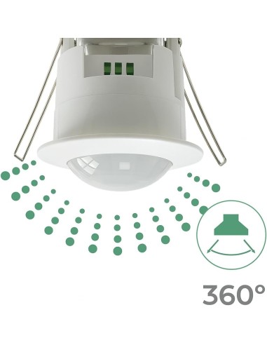 Detector Movimiento Techo PIR 360° 6m Empotrable IP20 Blanco