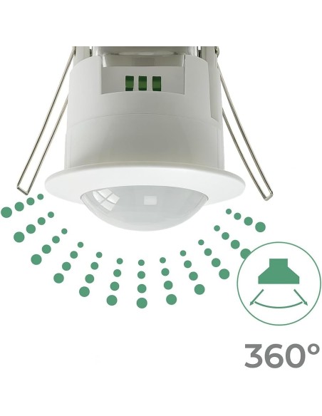 Detector Movimiento Techo PIR 360° 6m Empotrable IP20 Blanco