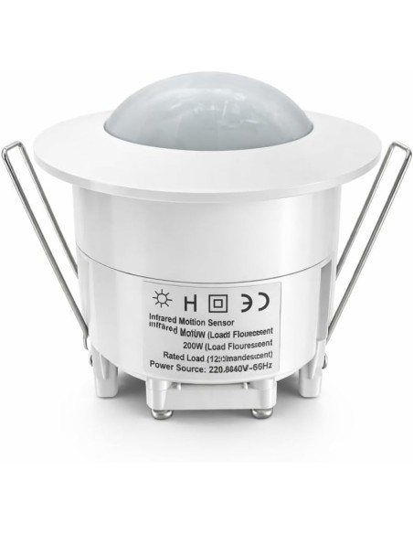 Detector Movimiento Techo PIR 360° 6m Empotrable IP20 Blanco