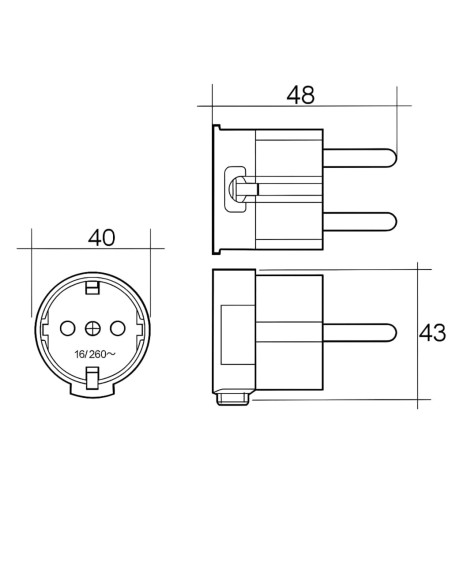 Clavija Schuko Acodada Lateral TT 16A 250V 4,8mm IP20 Blanca
