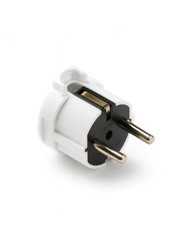 Clavija Schuko Acodada Lateral TT 16A 250V 4,8mm IP20 Blanca