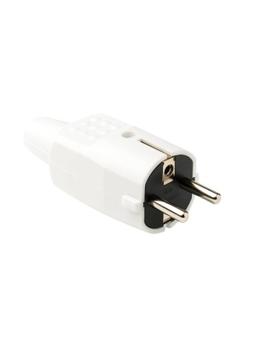Clavija Schuko Macho TT 16A 250V 4,8mm PVC Blanco FAMATEL