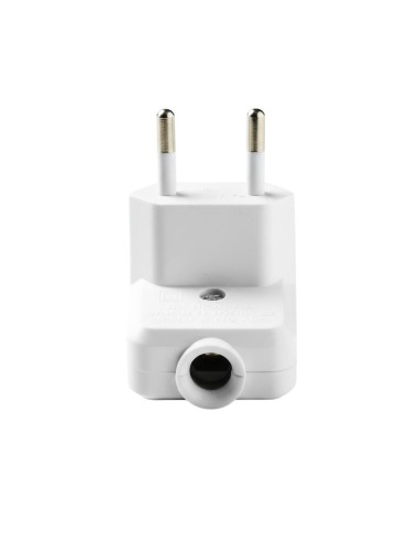 Clavija Trasmueble Bipolar Acodada 10A 250V IP20 Blanca