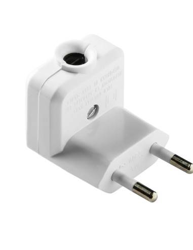 Clavija Trasmueble Bipolar Acodada 10A 250V IP20 Blanca