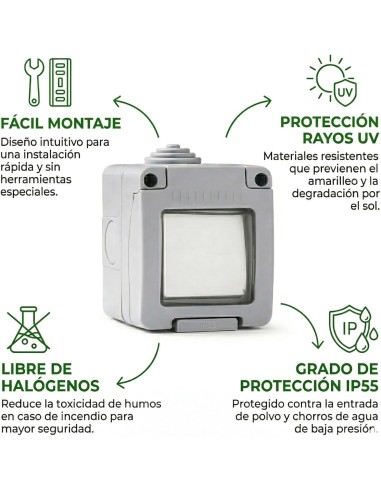 Conmutador Estanco Luminoso IP55 10A 250V Infantil