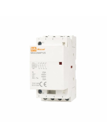 Contactor Modular 25A 4 Polos 4NA 400V Carril DIN 2 Módulos