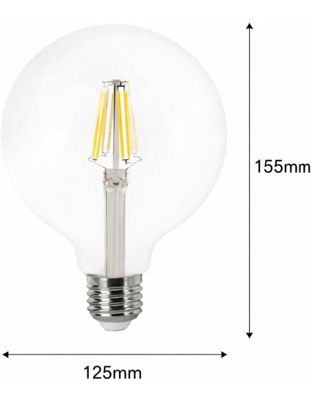 Bombilla LED Globo E27 G125 12W Luz Fría Filamento Vintage