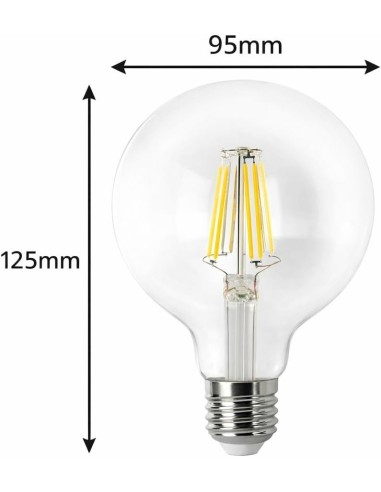 Bombilla LED Globo E27 G95 8W Luz Fría Filamento Vintage