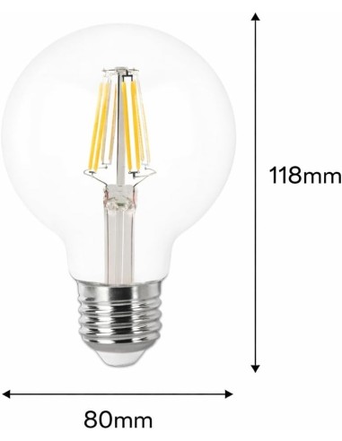 Bombilla LED Globo Filamento E27 G80 8W 800lm Luz Fría MATEL