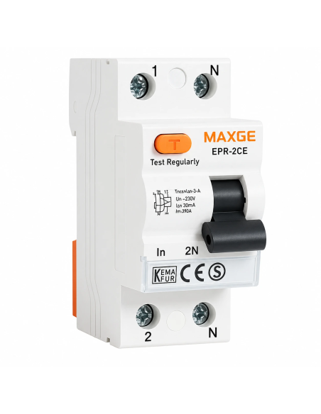 Interruptor Diferencial 2P 25A 30mA 230V Clase AC 6kA MAXGE