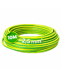 10 Metros Cable Flexible H07Z1-K 2,5mm² Sin Halógenos Amarillo-Verde