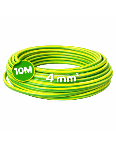 Cable Flexible Eléctrico 4mm² Libre Halógenos Amarillo-Verde 10 Metros