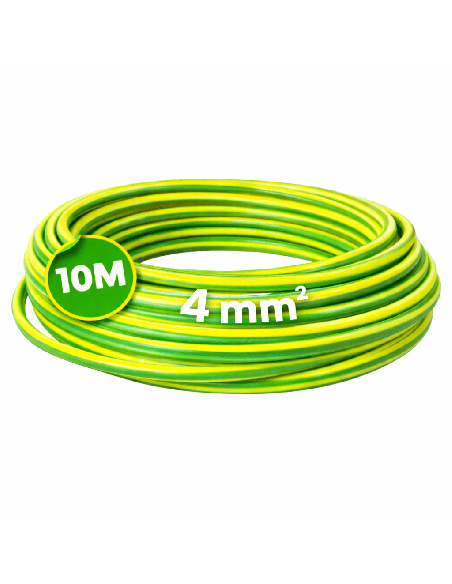 Cable Flexible Eléctrico 4mm² Libre Halógenos Amarillo-Verde 10 Metros