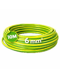 Cable Flexible H07Z1-K 6mm² 10 Metros Libre Halógenos Amarillo-Verde