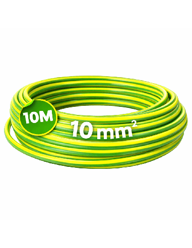 Cable Flexible Cobre 10mm² 10 Metros Sin Halógenos Amarillo-Verde