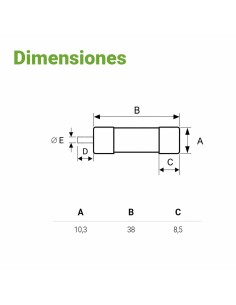 Fusible Cerámico Cilíndrico 10x38mm 25A 500V Tipo gG 2