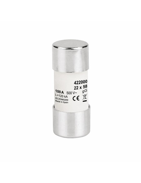Fusible Cerámico Cilíndrico 22x18mm 100A 500V Tipo gG